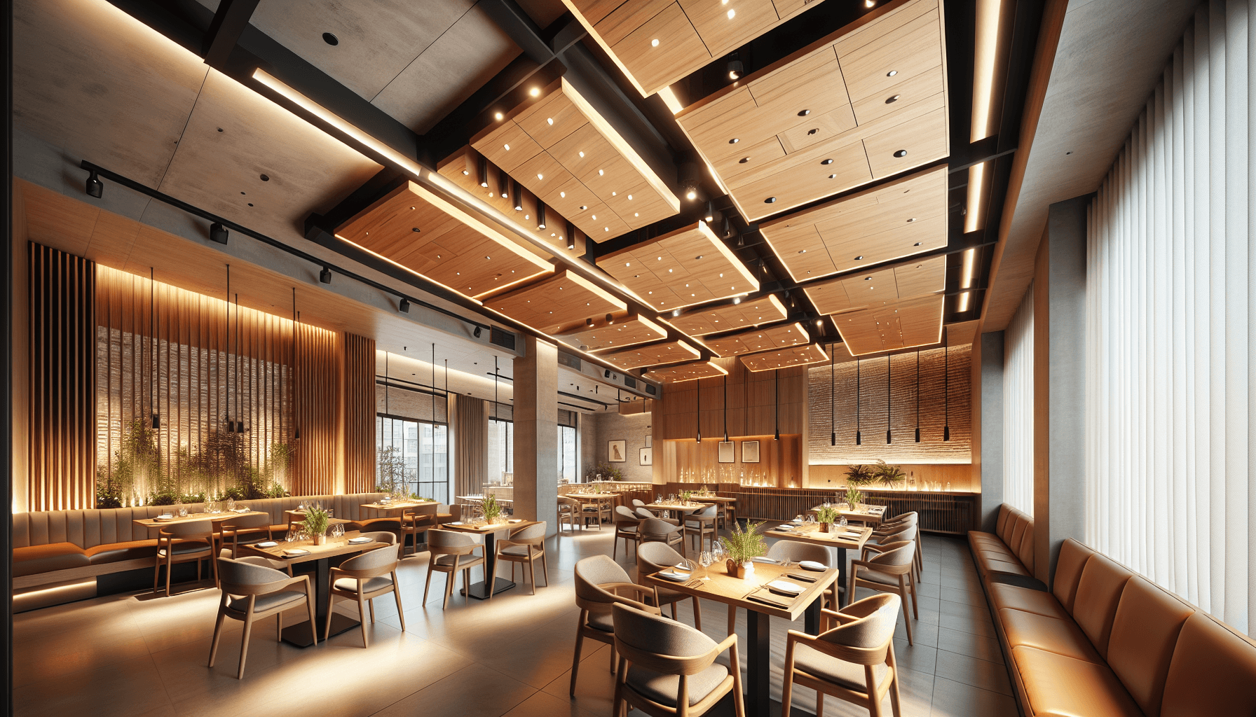 Cielo raso modular — Restaurant en Belgrano